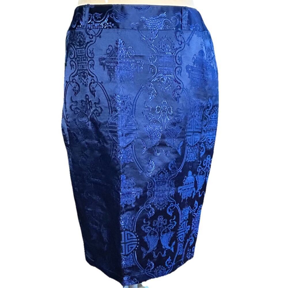 True Corset Playgirl Royal Blue Brocade Pencil Skirt Coquette Bodycon Women’s L - Picture 2 of 9